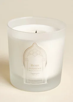 Candela in vetro rosa e gelsomino