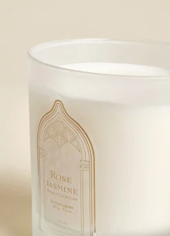 Candela in vetro rosa e gelsomino