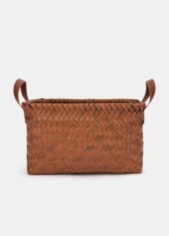 Cesta rettangolare intrecciata effetto legno