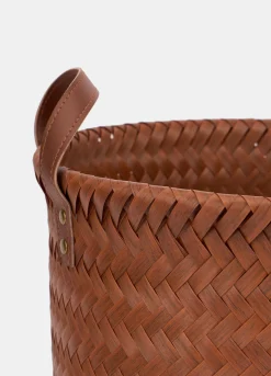 Cesta rotonda extra-large intrecciata effetto legno