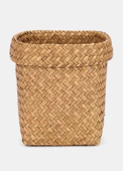 Cestino basso intrecciato in fibra vegetale