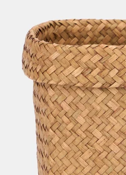 Cestino basso intrecciato in fibra vegetale
