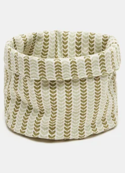 Cesto con stampa foglie in puro cotone