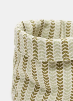 Cesto con stampa foglie in puro cotone