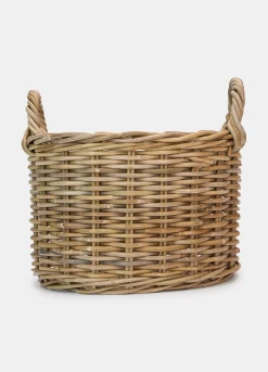 Cesto rotondo in vimini con manici