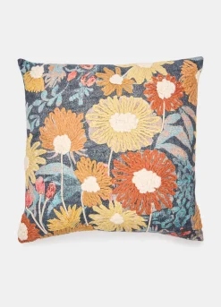 Cuscino quadrato con ricamo a fiori