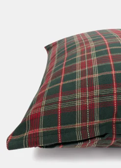 Cuscino quadrato in cotone tartan con Teddy Bear