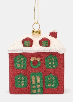 Ornamento casetta innevata glitterato