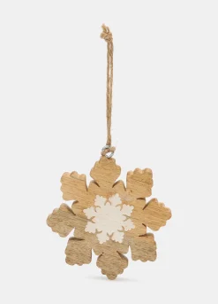 Ornamento fiocco di neve in legno