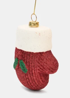 Ornamento guanto di Natale glitterato