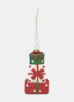 Ornamento pacchi regalo glitterato
