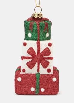 Ornamento pacchi regalo glitterato