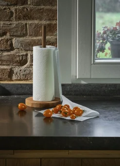 Porta rotolo in legno di faggio massello Made in Italy