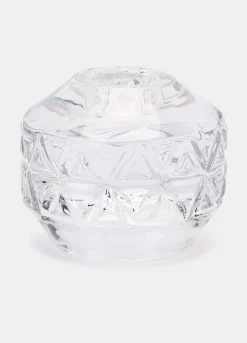 Portacandela sottile in vetro decorato