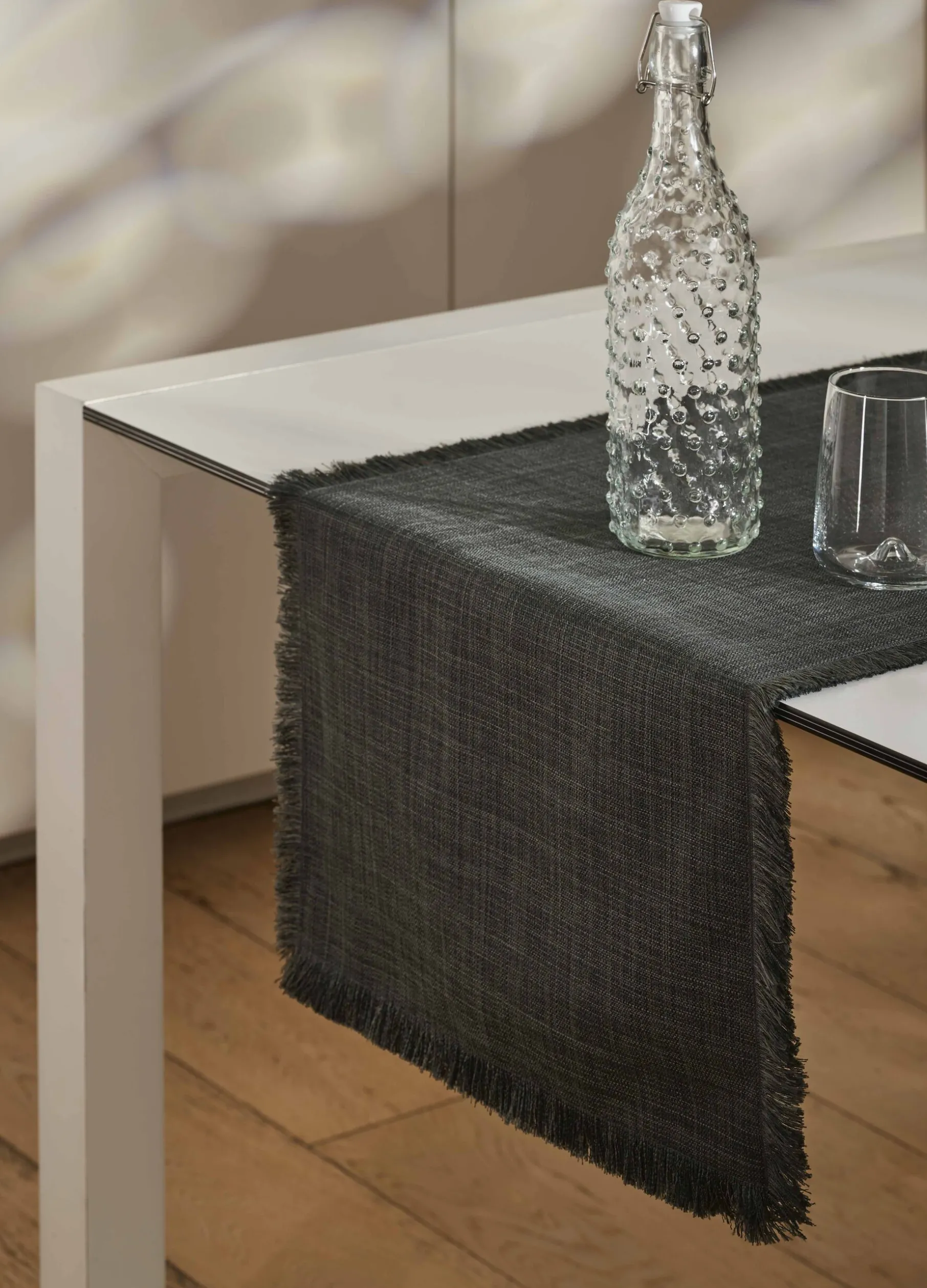 Runner effetto lino sfrangiato