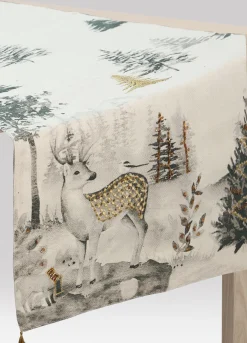 Runner in cotone con decorazioni ricamate