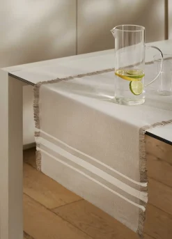 Runner in cotone con frange