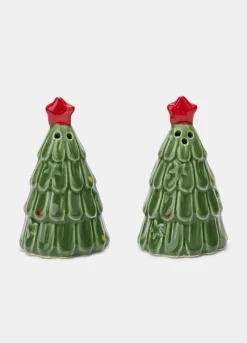 Saliera e pepiera albero di Natale in ceramica