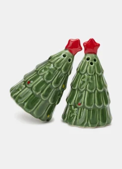 Saliera e pepiera albero di Natale in ceramica