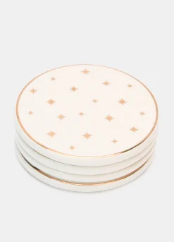 Set 4 sottobicchieri in ceramica con stelle dorate