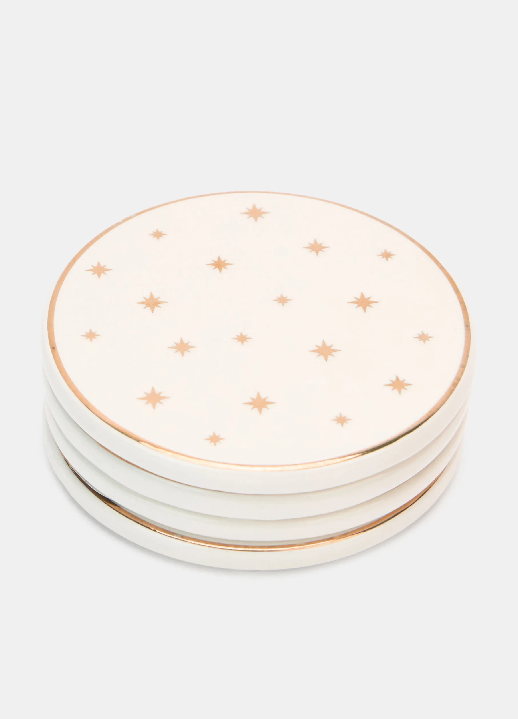 Set 4 sottobicchieri in ceramica con stelle dorate