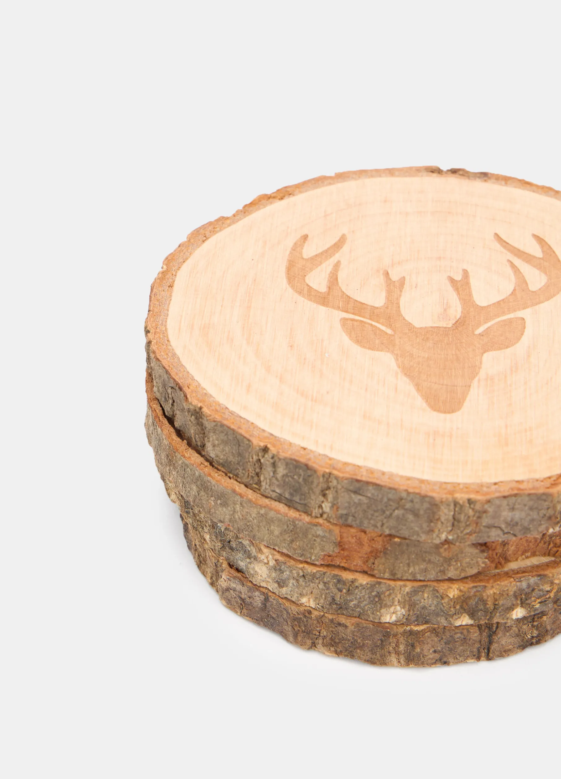 Set 4 sottobicchieri in legno grezzo