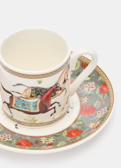 Set 2 tazzine da caffè con stampa cavalli