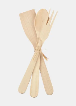 Set spatola, mestolo e forchetta in legno