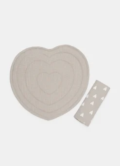 Set tovaglietta cuore e tovagliolo in puro cotone