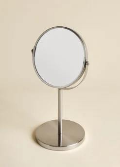 Specchio con piedistallo in acciaio