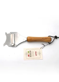 Taglia tartufo in acciaio con manico in legno di ulivo massello