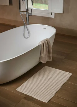 Tappeto in puro cotone jacquard a righe Made in Portugal