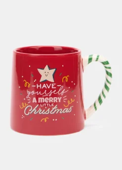 Tazza in ceramica con manico a strisce