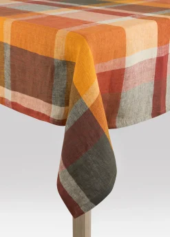 Tovaglia 8 posti in puro lino a scacchi