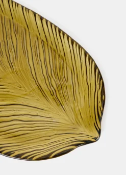 Vassoio allungato a foglia in vetro